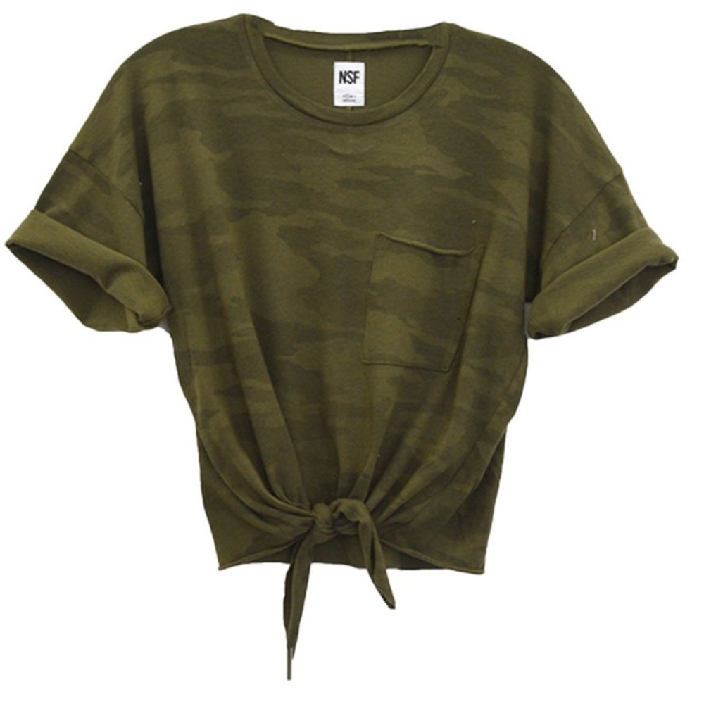 NSF Arlene Front Tie Tee in Camo TOP